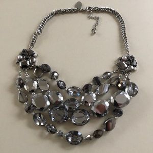 WHBM Silver/Gray sparkle statement necklace